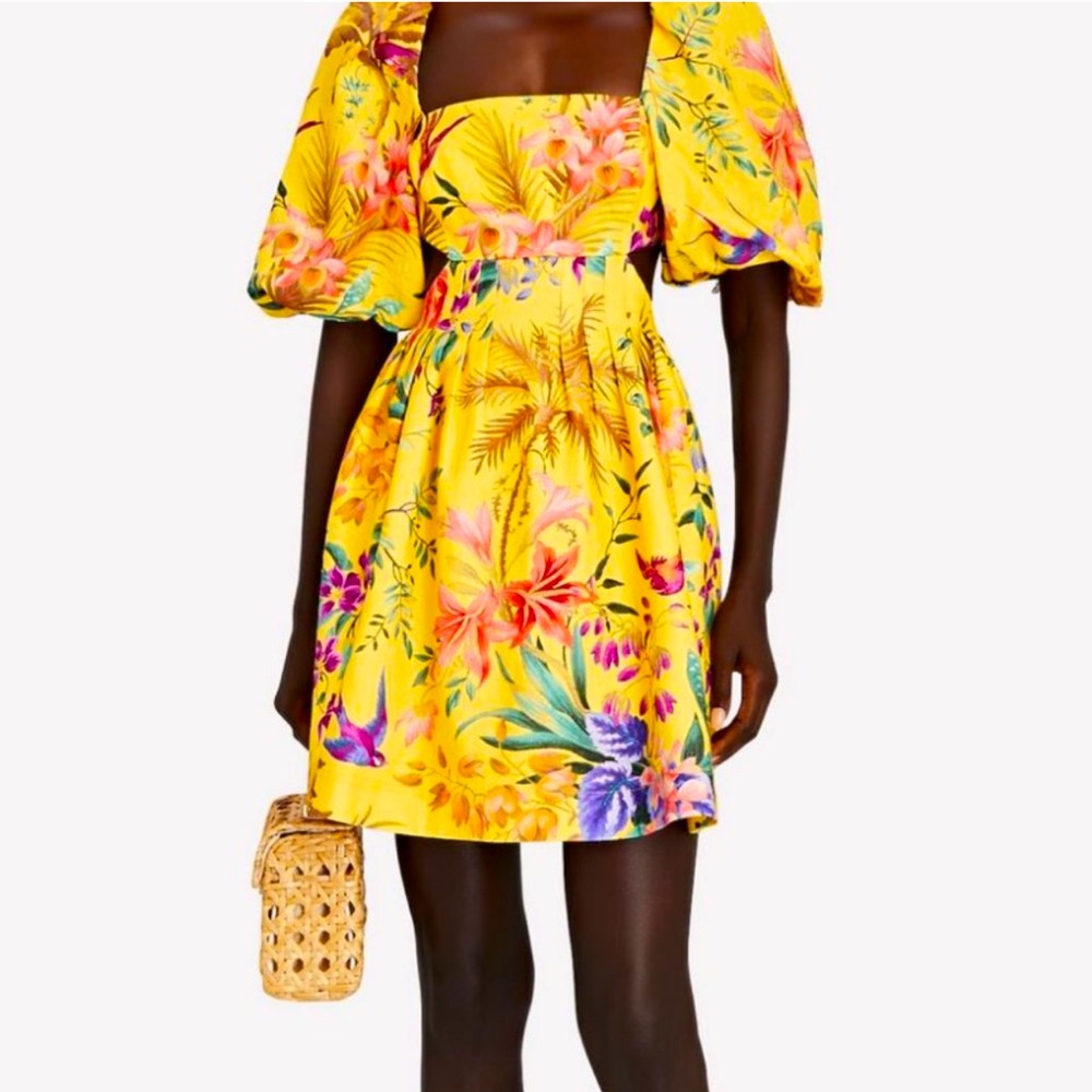 Zimmermann Yellow Tropicana Floral Cut-out Dress never worn, excellent condition
